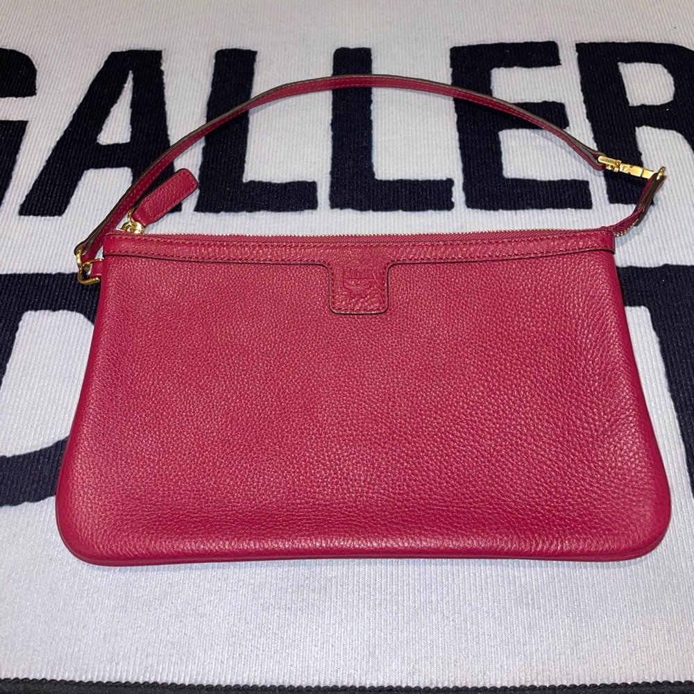 MCM - 2-Way Clutch/Crossbody Leather Bag - Wine Red
